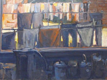Lines and Spaces II 2009 23.5x35.5ins oil on board